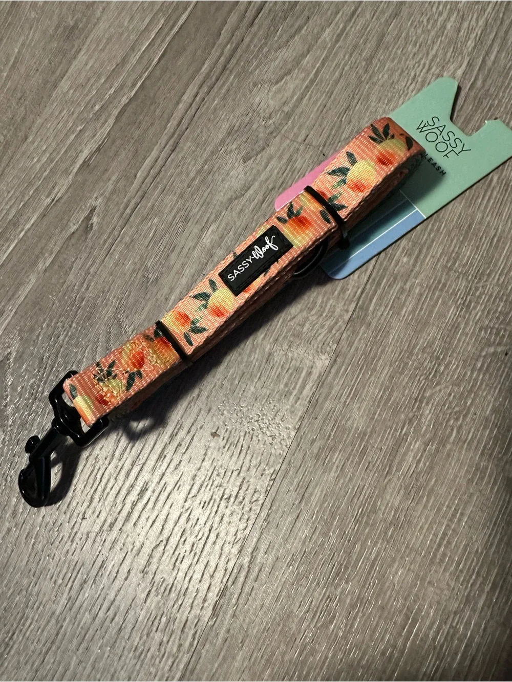 Sassy Woof Floral Orange Dog Leash with Black Hardware